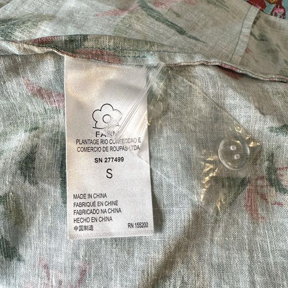 NWT Anthropologie Farm Rio Melanie Bermuda‎ Linen Shorts Sz S Blue Tropical Boho - Picture 9 of 12